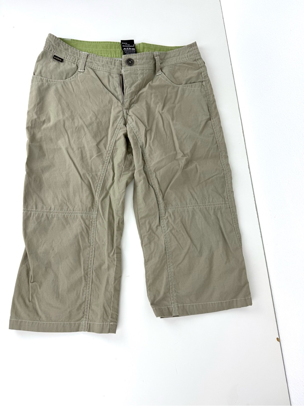 Kuhl Khaki Crop Capri Pants Tan Green 4
